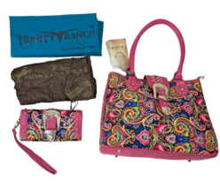 Montana West Purse &amp; Wallet Conceal &amp; Carry Matched Set NEW Pink Paisley Bag Lot - £213.29 GBP