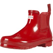 Hunter women&#39;s original gloss chelsea boots in Military Red - size 8 - £184.73 GBP