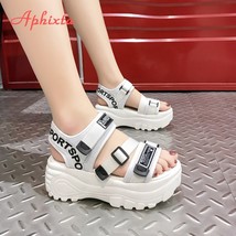 Aphixta 6cm Thick Bottom Platform Sandals Women  Crystals Height Increasing Shoe - £27.05 GBP