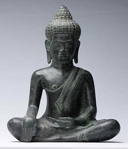 Ancien Khmer Style Bronze Enlightenment Bayon Statue de Bouddha - 39cm/16 &quot; - £882.01 GBP