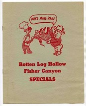 Rotten Log Hollow Fisher Canyon Specials COMIC Menu - £17.09 GBP
