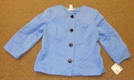 Womens Blazer Covington Blue 3/4 Sleeve Button Front Lined Jacket-size M - $27.72