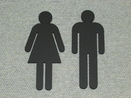 Restroom Wooden Door Signs Man &amp; Ladies 6&quot; Figures Set - £15.92 GBP