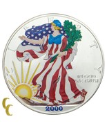 2000 Peint Marche Liberty Argent 1 OZ Américain Aigle W / Boîte - €65,51 EUR
