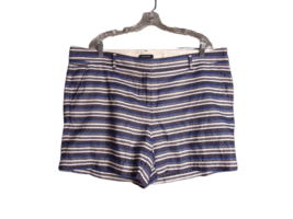 Land&#39;s End Low Rise Textured Shorts Horizontal Blue/White Striped Womens... - £10.87 GBP