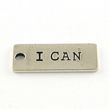 3 Quote Charms Word Charms Antiqued Silver Word Charms I CAN Inspirational - £2.11 GBP