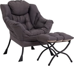 Seshinell Dark Grey Lazy Chair And Ottoman Set, Contemporary Lounge, And Office. - £153.28 GBP