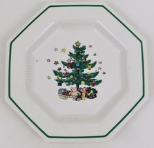 Nikko Christmastime Holiday Tree Octagon Shape Plate 8.25&quot; Japan Vintage - $19.80