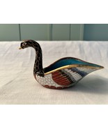 Vintage Chinese Cloisonne Swan Trinket Dish Brass Enamel Chinese 2.5 Tall - $561.84 MXN