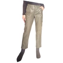 New Scoop Pants Size 2 Extra Small Olive Green Faux Leather Cropped Cargo Taper - £12.94 GBP