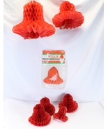 Christmas Honeycomb Tissue Paper Bell Red Decorations Double Glo 6 pc - $39.19