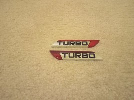 2 Turbo Emblems Badges Chrome &amp; Anodized Red Truck SUV Car UTV Metal - £19.33 GBP