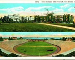 High School and Stadium San Diego California CA 1929 Vtg Postcard - $3.91
