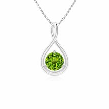 ANGARA 5mm Natural Peridot Solitaire Infinity Twist Pendant Necklace in Silver - £100.22 GBP+