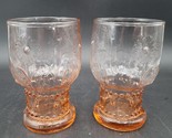 Set of Two Anthropologie Retired Embossed HELIANTHUS Pink Glass Water Go... - $39.59