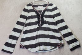 Anthropologie Blouse Top Womens Small Multi Striped Tippi Ruffle Roll Ta... - $17.02