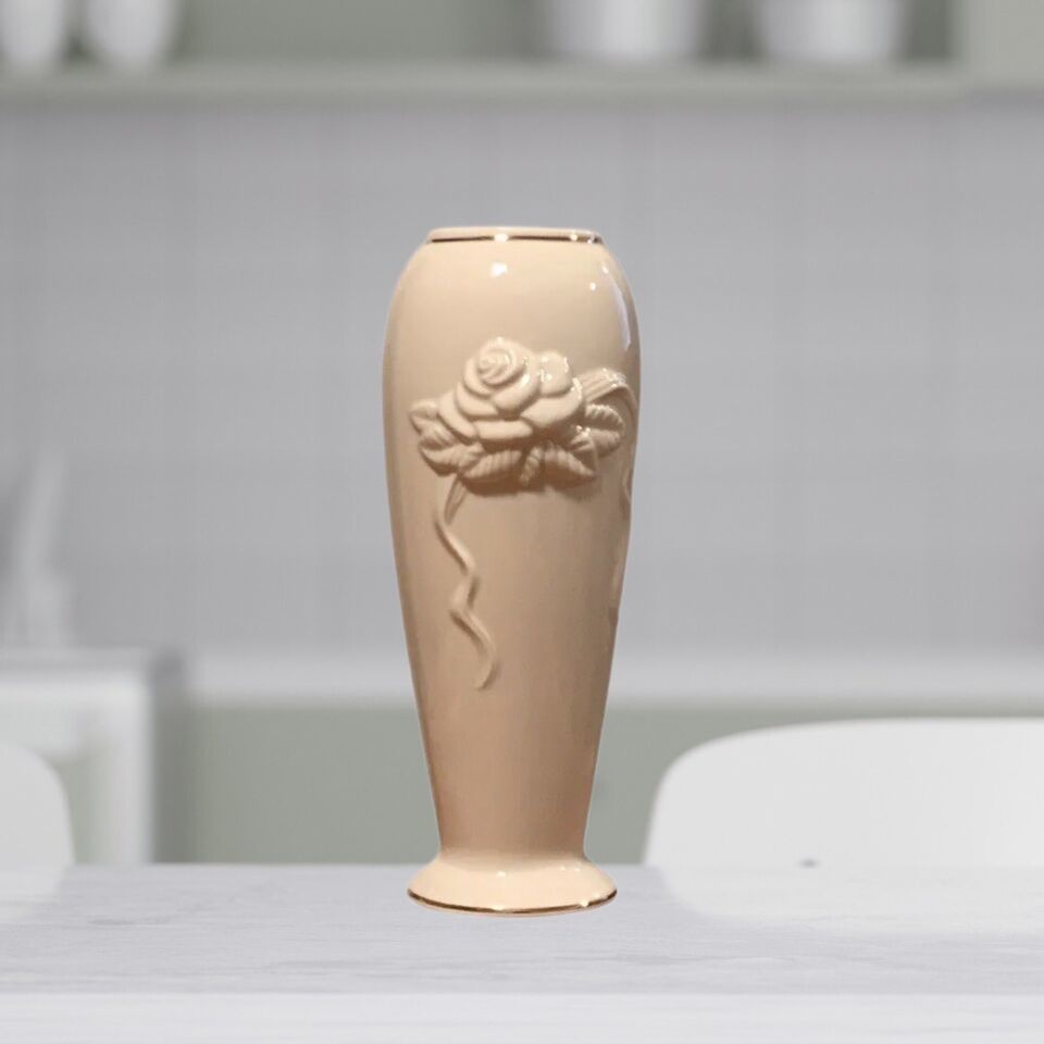 Lenox Rose Blossom Porcelain Vase Floral Embossed Flowers Rosebud Collection 7” - $17.61
