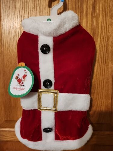 Merry &amp; Bright Dog Pet Santa Clause Costume Dress - Size Small  - $6.90