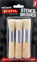 3 rOund STENCIL BRUSHES #6 8 10 Hog Bristle Brush Stenciling MAA0021 MON... - $23.11