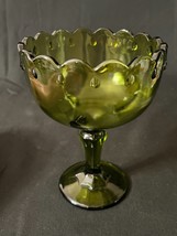 Vintage Green Indiana Glass Compote with Teardrop Pattern - £11.84 GBP