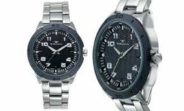 NEW Tavan 9414 Men&#39;s Privateer Silver Bracelet Black Dial Watch slick classy - £18.62 GBP