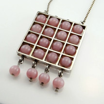 1960s 1970s Pink Glass 835 Silver Handmade Pendant Necklace, oFFER! - $245.95