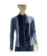 FONTANA Women’s Sweater Gray Black Jeweled Zipper Stretch LS Mock Turtle... - $599.45 MXN