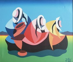 Signed VARITTAS Latin American Cubism Naif Folk Art Painting Peru Mexico Ecuador - £807.95 GBP