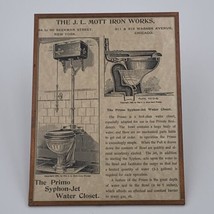 Water Closet Bathroom Sign Hanging Decor Plastic Copper 6x8 in J. L. Mott Iron - £7.65 GBP