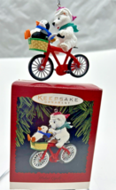 Hallmark Keepsake Ornament 1996 Polar Cycle Polar Bear and Penguin on a Bicycle - £8.43 GBP