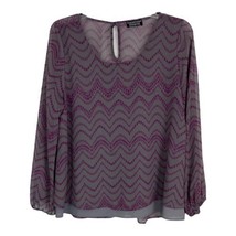 Paper Moon Womens Shirt Medium Purple Gray Lined Sheer Stitch Fix Long Sleeve - £16.55 GBP