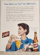 1955 Print Ad Schlitz Beer in Bottle Pretty Lady Drinks Glass of Beer - £14.20 GBP