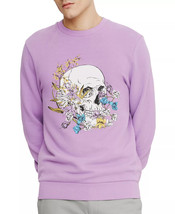 Eleven Paris Men&#39;s Floral Skull Fleece Sweatshirt in African Violet - Size Small - £31.37 GBP