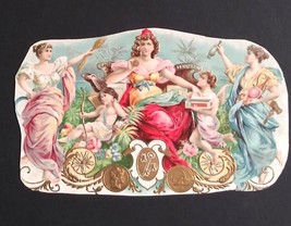 Cigar Advertising Label Trimmed Beautiful Girls Gold Embossed Coins - $14.99