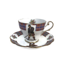 Vtg Royal Standard Clan Cameron Stewart Bonnie Scotland Cup &amp; Saucer Golfer T1 - £33.55 GBP