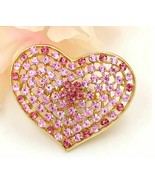 Vintage Look Gold Plated Pink Stones Brooch Suit Coat Broach Cake Pin Co... - £9.48 GBP