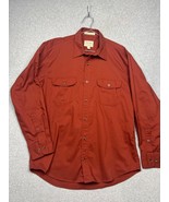 Cabela&#39;s Shirt Mens Size M Rust Soft Canvas Trail Button Up Elbow Patch ... - £28.87 GBP