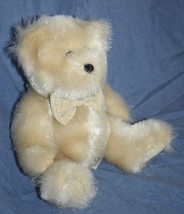 Dan Dee Furry Teddy Bear 8&quot; Beige Tan Soft Plush Corduroy Bow Tie Pads S... - $11.65