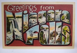 Greetings From Niagara Falls New York NY Large Big Letter City Linen Postcard - £7.62 GBP