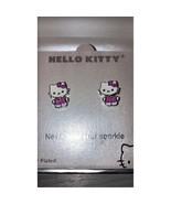 Hello Kitty Fine Silver Plated Brass Stud Earrings White &amp; Pink - $31.00 CAD