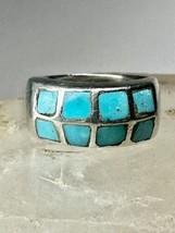 Turquoise ring Navajo band size 6.50 sterling silver women men - £60.31 GBP