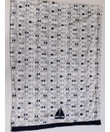 NauticaKids Navy blue white gray 30&quot; x 40&quot; blanket lovey with sailboat - £13.99 GBP
