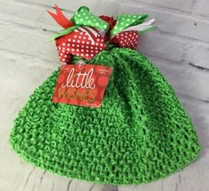 Little Wishes Infant Baby Girls Size 0+ Christmas Crochet Hat Green With Bow NEW - £8.30 GBP