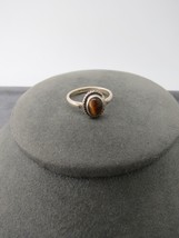 Vintage Sterling Silver Ring Tiger Eye Stone Cabs Southwest Style Size 6 Estate - £19.18 GBP