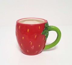 NEW World Market Hand Painted Strawberry Figural Ceramic Mug 17 OZ Stoneware - £22.36 GBP