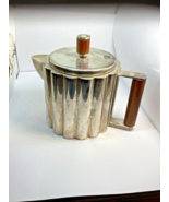Made In India Bombay Metal Teapot With Wood Handles Silver Plated over B... - £17.00 GBP