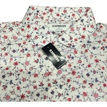 Express Dress Shirt Mens XL White Floral Extra Slim Fit Button Up Tropic... - $58.89