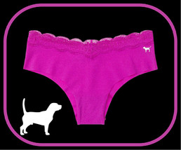 M L XL  Bold DK Fuchsia Magenta Lace Waist PINK Victorias Secret Cheekster Panty - $10.99