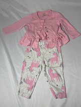 Baby girl Carters unicorn pants and long sleeve button up-sz 6 months - £7.52 GBP