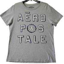 Aeropostale Men T-Shirt Size L Gray Preppy Logo Classic Short Sleeve Cre... - $12.60